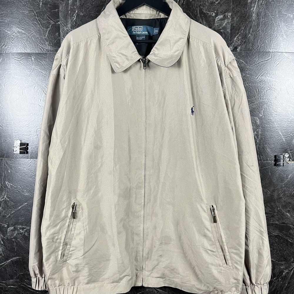 Polo Ralph Lauren Men's Beige Vtg Bi Packable Harrington Jacket XL -Flaws